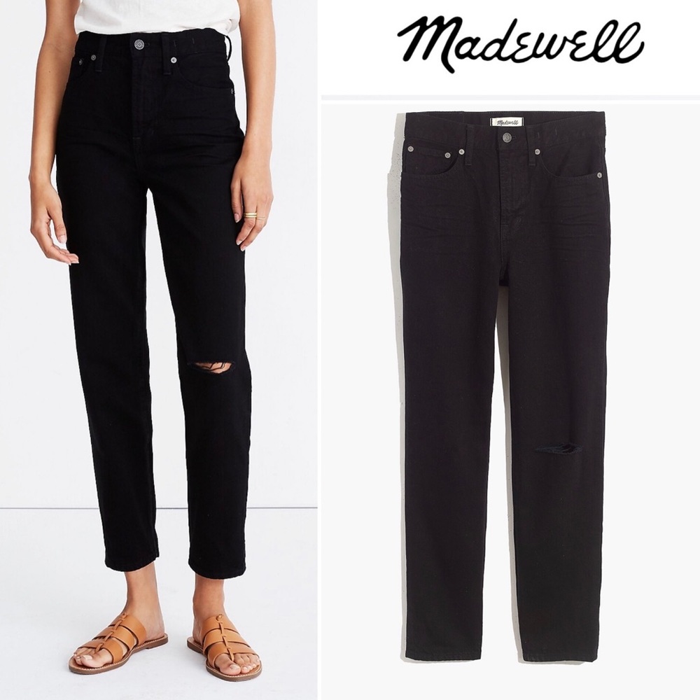 Madewell The Perfect Vintage Jean in Stone Black: Knee Slit Edition High Rise 24